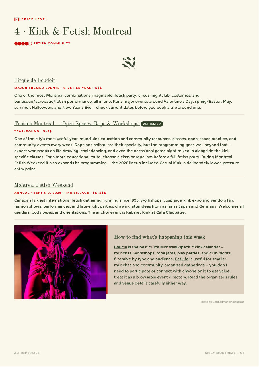 Spice level 4 · Kink & fetish Montreal